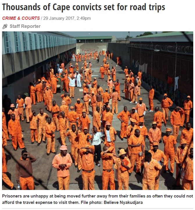 南アの刑務所、過剰収容のため他州へ移送（出典：http://www.iol.co.za）