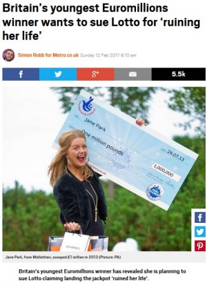 【海外発！Breaking News】17歳で宝くじに高額当選した女性　「人生台無しにされた」発言で猛批判の嵐（スコットランド）
