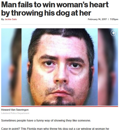 女性の気を引こうと犬を投げ入れたストーカー男が逮捕（出典：http://nypost.com）