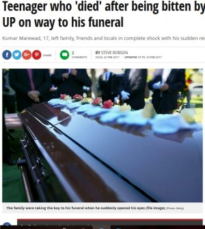 【海外発！Breaking News】野犬に噛まれ死亡したと思われた少年、葬儀の途中で息を吹き返す（印）