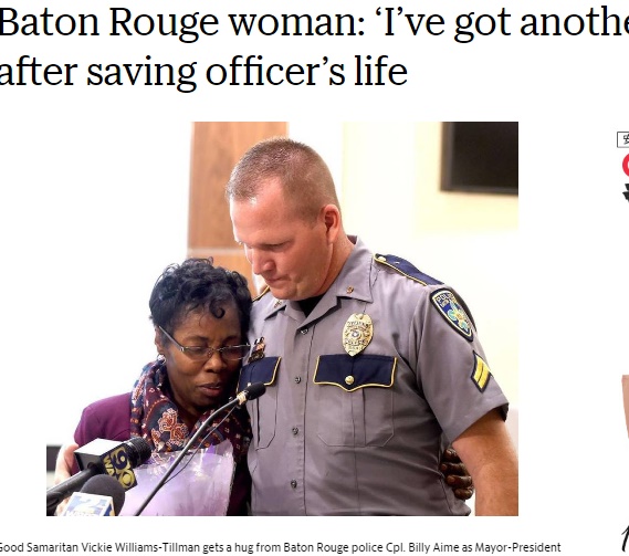 警察官、56歳の一般女性に命を救われる（出典：http://www.sunherald.com）