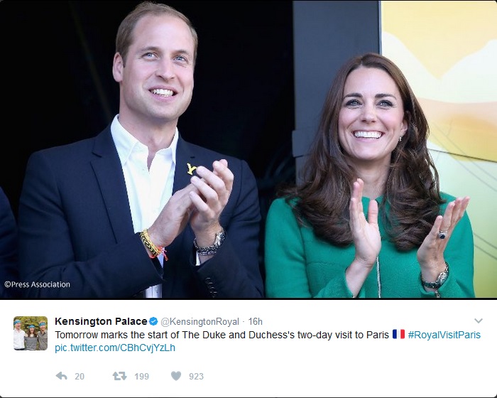 ウィリアム王子に失望したとキャサリン妃発言（出典：https://twitter.com/britishroyals）
