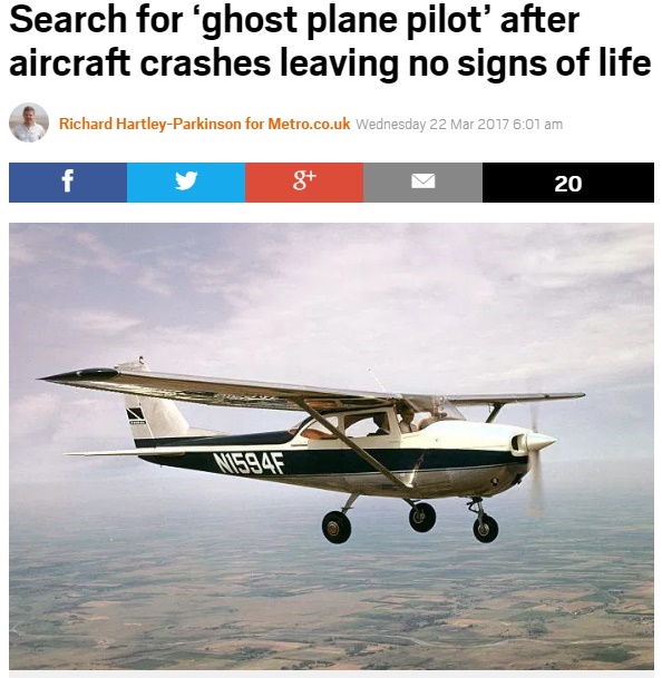 オンタリオ州で墜落したセスナ機、パイロットいまだ見つからず（出典：http://metro.co.uk）