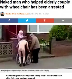 【海外発！Breaking News】全裸で車椅子の老人を助けた男性、逮捕される（英）