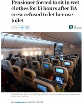 【海外発！Breaking News】英国航空、87歳女性のトイレ使用を拒否　失禁させる（米）