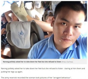 【海外発！Breaking News】バスの中で大迷惑な女性客　臭い足を座席の上に投げ出す（タイ）