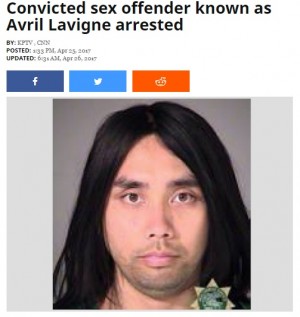 【海外発！Breaking News】「アヴリル・ラヴィーン」に改名した変態男　少女らをつけ回して逮捕（米）