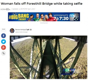 【海外発！Breaking News】鉄橋のアーチ部分を歩いて転落　若い女性あり得ないセルフィーで（米）