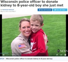 【海外発！Breaking News】女性警察官、見ず知らずの8歳少年に腎臓提供を決意（米）