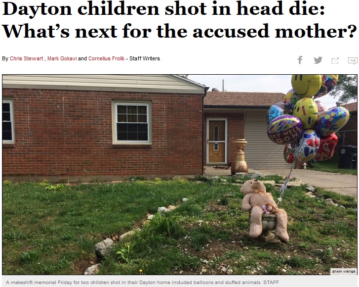 現場には殺害された2児のためにぬいぐるみも（出典：http://www.mydaytondailynews.com）
