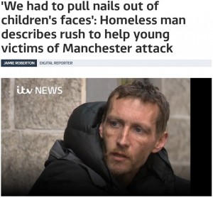 【海外発！Breaking News】英マンチェスターのテロ事件　ホームレス男性2人が救助活動に尽力
