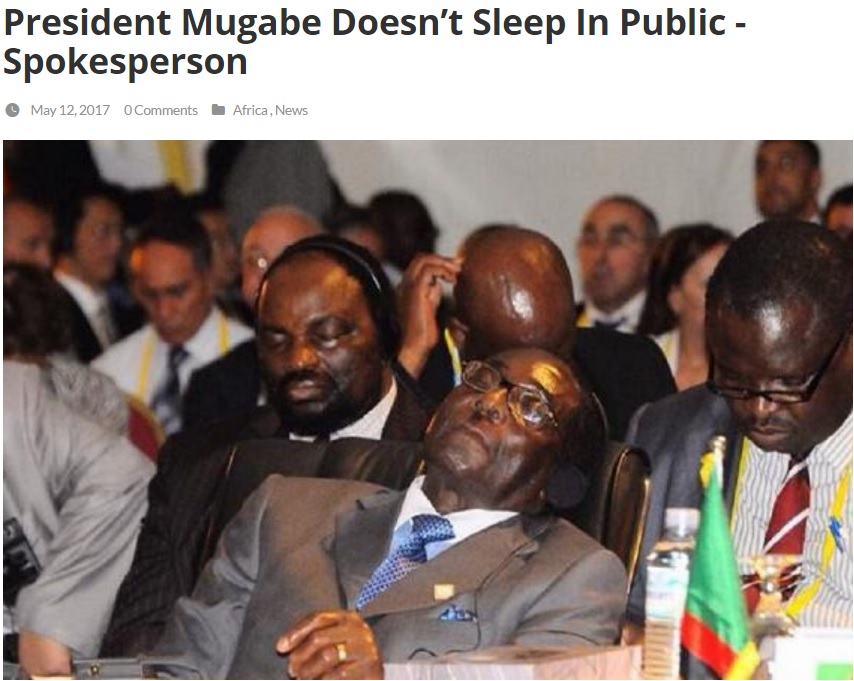ムガベ大統領、居眠りではなく目を保護？（出典：https://www.ayola.tv）