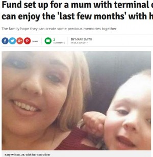 【海外発！Breaking News】3歳息子と「最期を過ごすため」　余命数か月の母親に寄付金集まる（英）