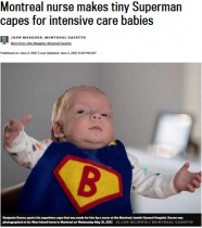【海外発！Breaking News】小さな「スーパーヒーロー」にケープを手作りするNICU看護師（カナダ）