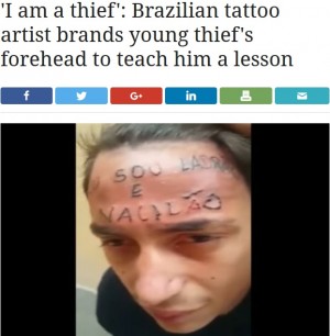【海外発！Breaking News】少年の額に「僕は泥棒で負け犬」と彫ったタトゥー施術者らが逮捕（ブラジル）
