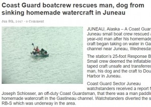 【海外発！Breaking News】ダクトテープ製のボートでアラスカの海峡を漂流　沿岸警備隊が男性と犬を保護