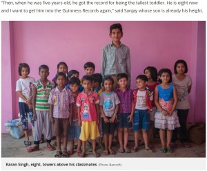 【海外発！Breaking News】ギネス記録に5歳で認定されたインドの少年、8歳になり身長198センチに