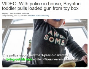 【海外発！Breaking News】母親に職質の警察官まっ青　3歳児がオモチャ箱から本物の拳銃を取り出す（米）