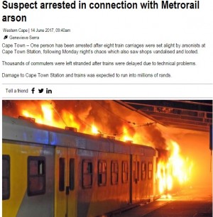 【海外発！Breaking News】遅延続きに乗客が暴徒化　列車に放火、略奪の事態に（南ア）