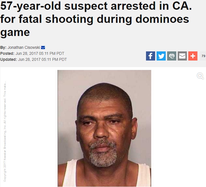 57歳男が仲間に発砲（画像は『Las Vegas NOW　2017年6月28日付「57-year-old suspect arrested in CA. for fatal shooting during dominoes game」（Nexstar Broadcasting, Inc.）』のスクリーンショット）