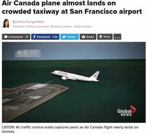 【海外発！Breaking News】エア・カナダ機、4機タキシング中の誘導路にあわや着陸　パイロット誤った思い込みか