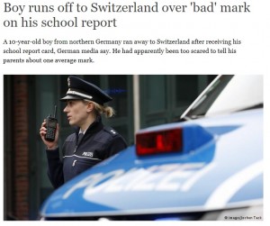 【海外発！Breaking News】ドイツの10歳少年が単独スイスへ逃亡　「パパママに悪い通知表を見せたくない」