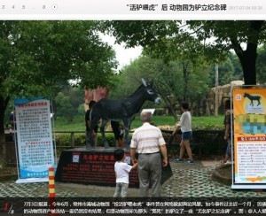 【海外発！Breaking News】トラの生贄にされた憐れなロバ　動物園が慰霊の彫像を建てる（中国）