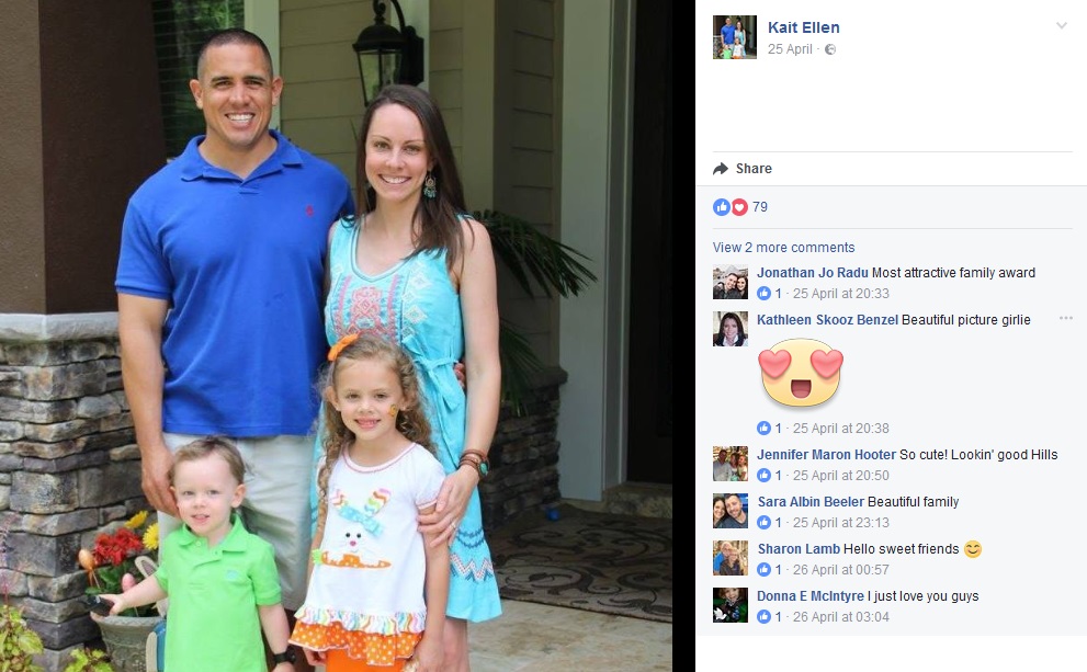 骨折した3歳男児（左下）とその家族（画像は『Kait Ellen　2017年4月25日付Facebook』のスクリーンショット）