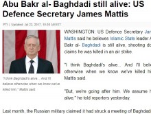 【海外発！Breaking News】米国防長官「IS最高指導者バグダーディーはまだ生存」　クルド人対テロ専門家の発言に続き