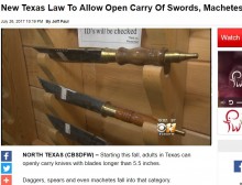 【海外発！Breaking News】それでいいのかテキサス州　銃規制が緩んだうえ大型刀剣類の持ち歩きも合法に！
