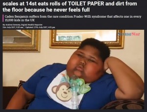 【海外発！Breaking News】食べることが止まらない難病と闘う体重90kgの10歳少年、トイレットペーパーを食べたことも（南ア）
