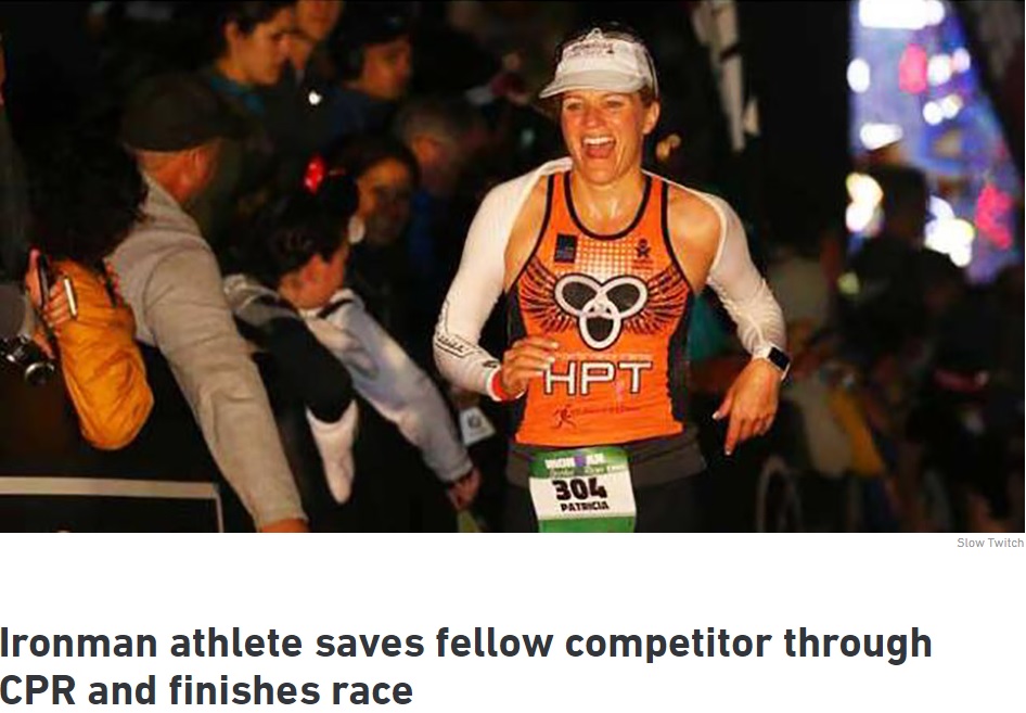 レースを中断し男性選手を救った女性（画像は『Excelle Sports　2017年8月4日付「Ironman athlete saves fellow competitor through CPR and finishes race」』のスクリーンショット）