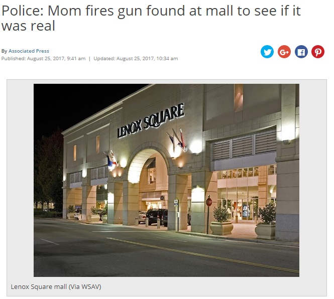 モールのショップ試着室にピストルの置き忘れ（画像は『KRON4.com　2017年8月25日付「Police: Mom fires gun found at mall to see if it was real」（Via WSAV）』のスクリーンショット）