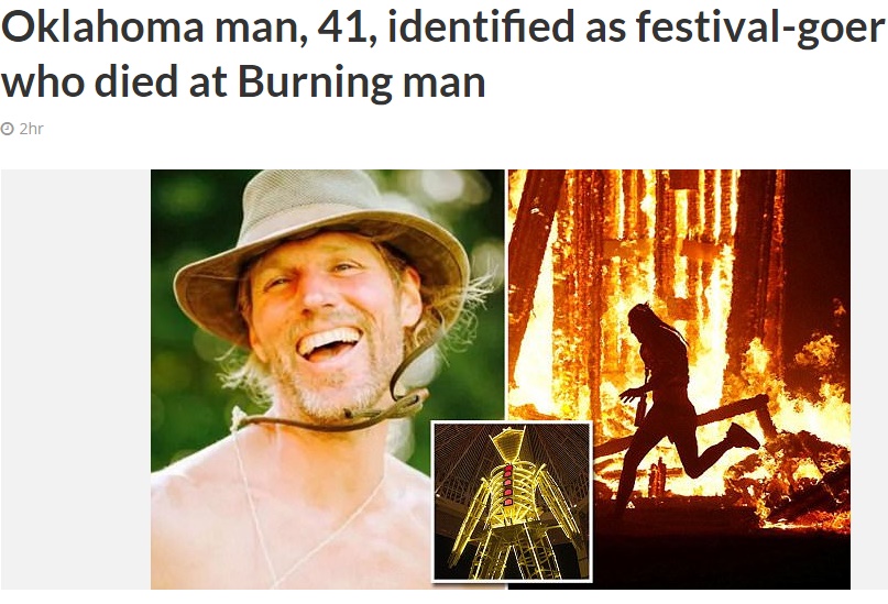 毎年恒例のフェスティバル「バーニングマン」で死者（画像は『Cetus News　2017年9月4日付「Oklahoma man, 41, identified as festival-goer who died at Burning man」』のスクリーンショット）