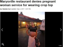 【海外発！Breaking News】クロップトップの妊婦、レストラン入店を拒否され怒りの投稿（米）