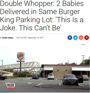 【海外発！Breaking News】バーガーキングの同じ駐車場で、赤ちゃんが1日違いで誕生（米）