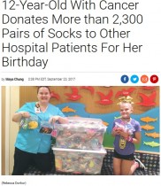 【海外発！Breaking News】難病と闘う少女、自らの誕生日に小児病院へ靴下2300足を贈る（米）