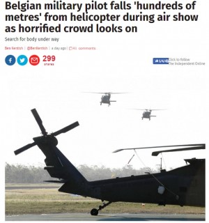 【海外発！Breaking News】ベルギー軍航空ショーでヘリからパイロットが飛び降りる　自殺か