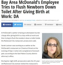 【海外発！Breaking News】マック従業員が勤務中に出産　新生児をトイレに流そうとして逮捕（米）