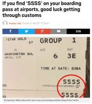 【海外発！Breaking News】空港で手にした搭乗券に「SSSS」の文字があったら、アナタを待っているものは…!?（米）