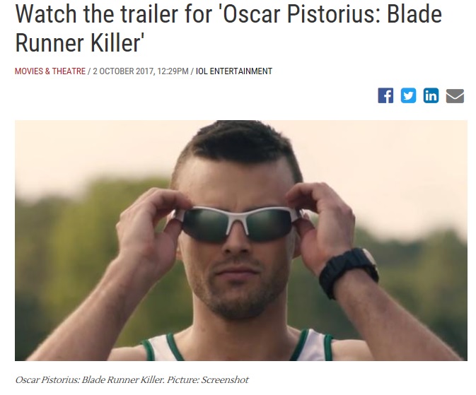 映画『オスカー・ピストリウス:ブレードランナー・キラー』予告編より（画像は『IOL News　2017年10月2日付「Watch the trailer for ‘Oscar Pistorius: Blade Runner Killer’」』のスクリーンショット）