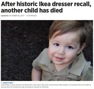 【海外発！Breaking News】8人目の犠牲者　IKEA家具の下敷きになり2歳男児が死亡（米）