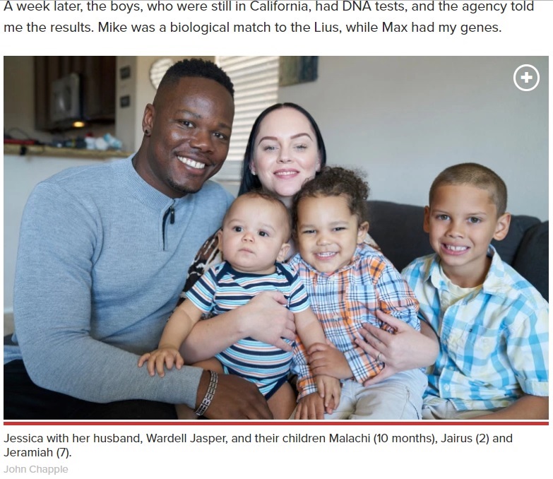 代理母になった女性の家族（画像は『New York Post　2017年10月25日付「I rented out my womb — and they almost took my own son」（John Chapple）』のスクリーンショット）
