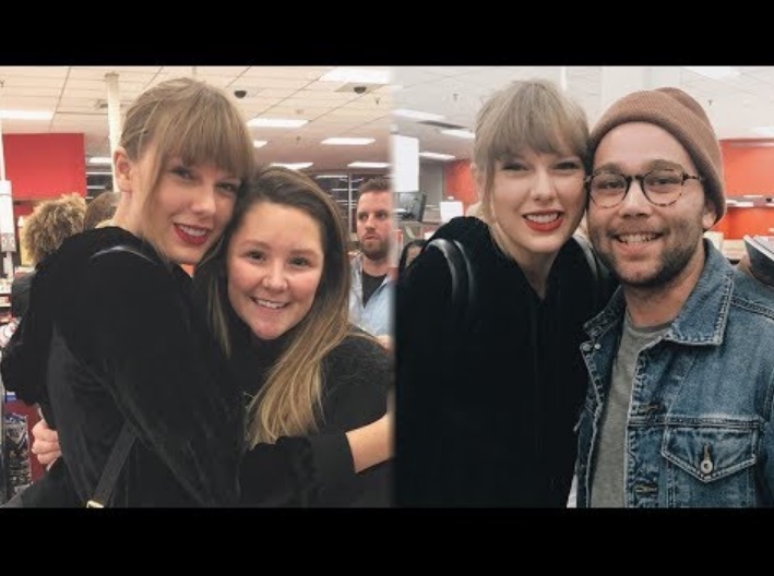 テイラーとの2ショットにファン大喜び（画像は『Clevver News　2017年11月15日公開 YouTube「Taylor Swift Surprises Fans At Target ＆ Buys Reputation Album」』のサムネイル）