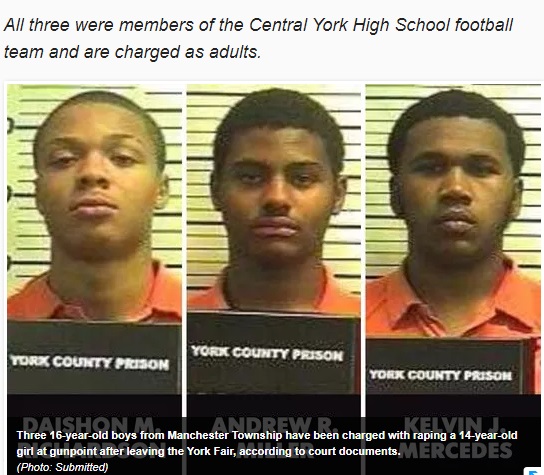 集団性的暴行事件で高校生3名を逮捕（画像は『York Daily Record　2017年11月26日付「Central York teens out on bail in rape of 14-year-old girl outside York Fair」（Photo: Submitted）』のスクリーンショット）