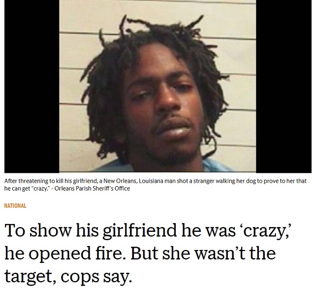 「恋人をビビらせたかった」と26歳男（画像は『The Herald Sun　2017年12月22日付「To show his girlfriend he was ‘crazy,’ he opened fire. But she wasn’t the target, cops say.」（Orleans Parish Sheriff’s Office）』のスクリーンショット）