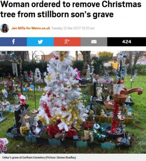 【海外発！Breaking News】息子のお墓にクリスマスツリーを飾った母親　「撤去を」と協議会（英）