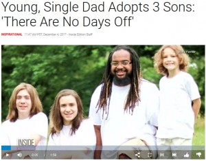【海外発！Breaking News】黒人男性、白人の子3人を養子にしシングルファーザーに（米）＜動画あり＞