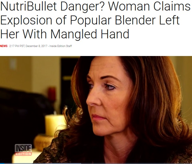 右手を怪我した女性、苦痛の日々明かす（画像は『Inside Edition　2017年12月8日付「NutriBullet Danger? Woman Claims Explosion of Popular Blender Left Her With Mangled Hand」』のスクリーンショット）