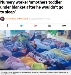 【海外発！Breaking News】幼稚園の女性教諭、昼寝をしない男児の顔を毛布で押さえつける（中国）